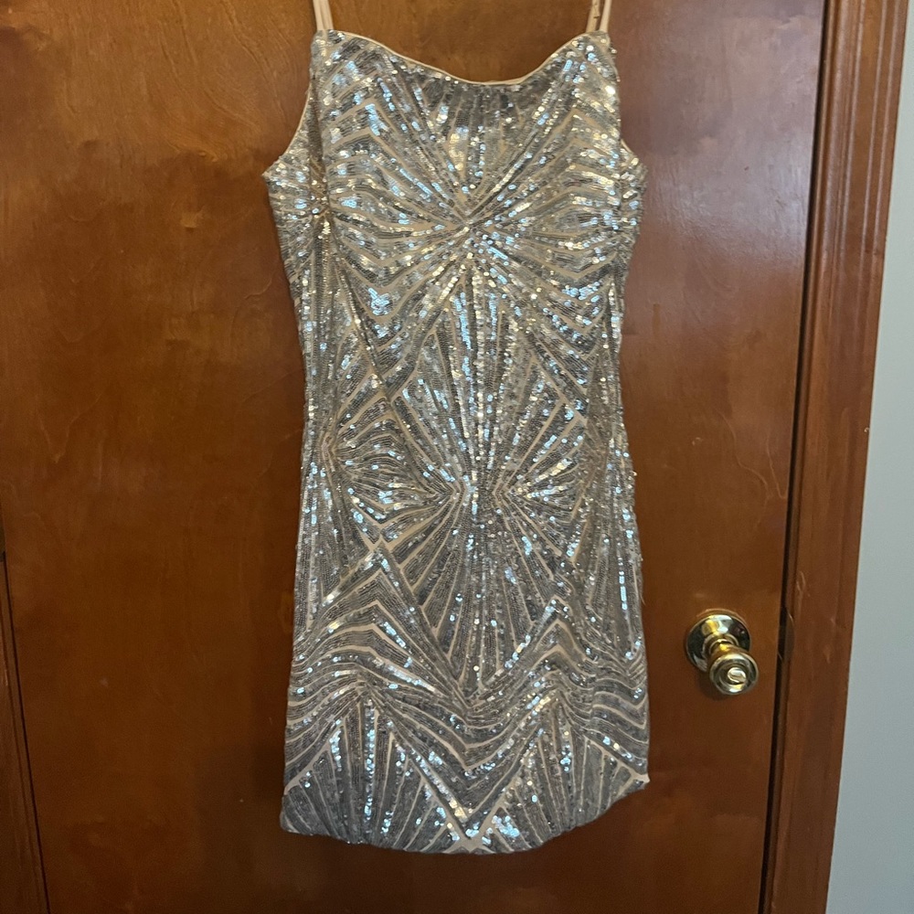 silver sequins homecoming dress